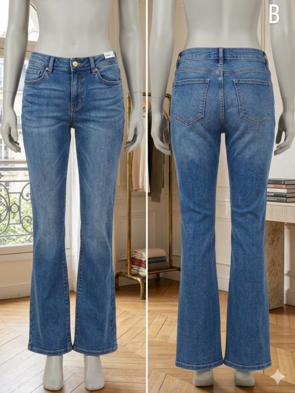 Women's Mid-Rise Blue Flare Jeans - Brand: